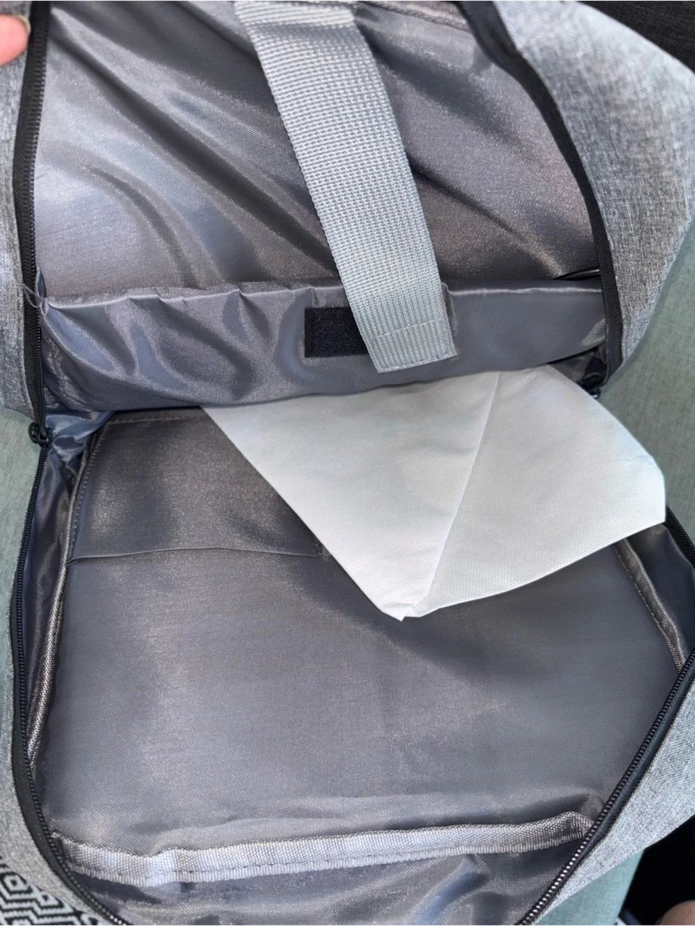 DSW Gray Casual Backpacks with Black and Orange Peace Print Accent